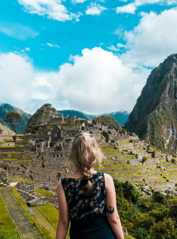 A person visiting Machu Picchu
