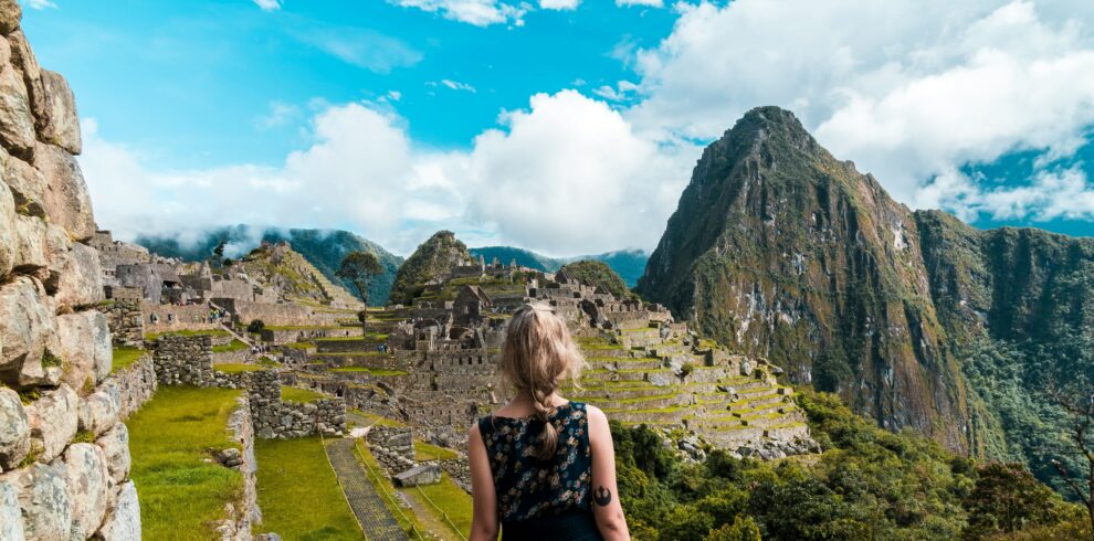 A person visiting Machu Picchu